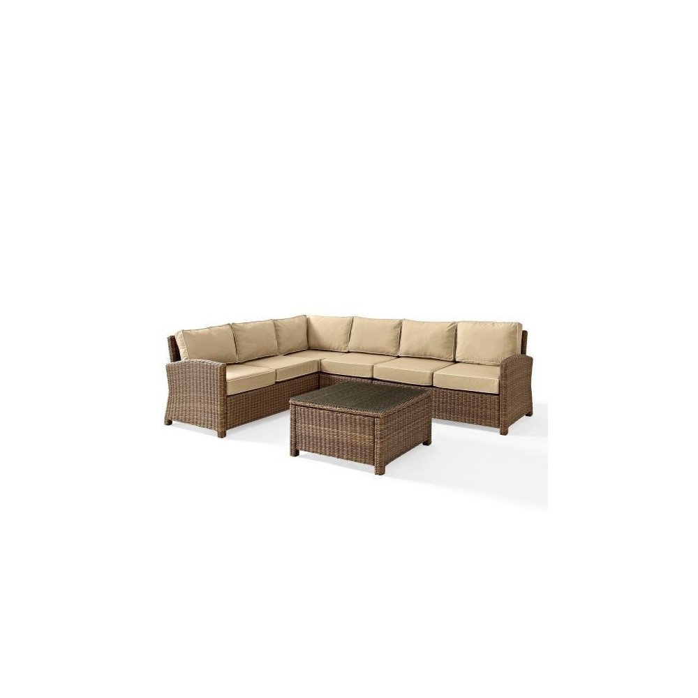 Bradenton 5Pc Outdoor Wicker Sectional Set Sand, KO70020WB-SA