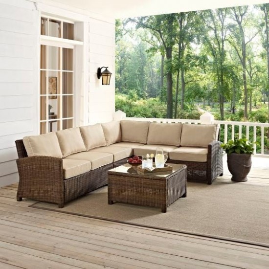 Bradenton 5Pc Outdoor Wicker Sectional Set Sand, KO70020WB-SA