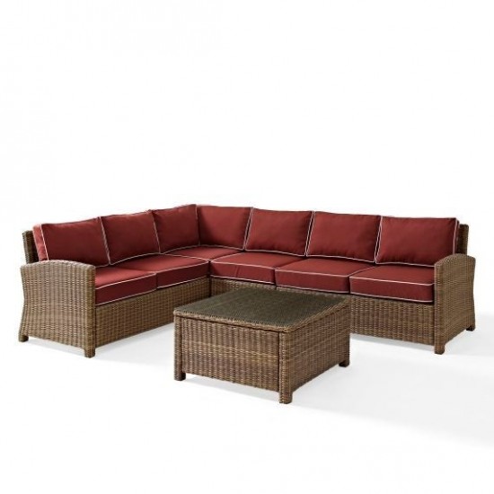 Bradenton 5Pc Outdoor Wicker Sectional Set Sangria, KO70020WB-SG