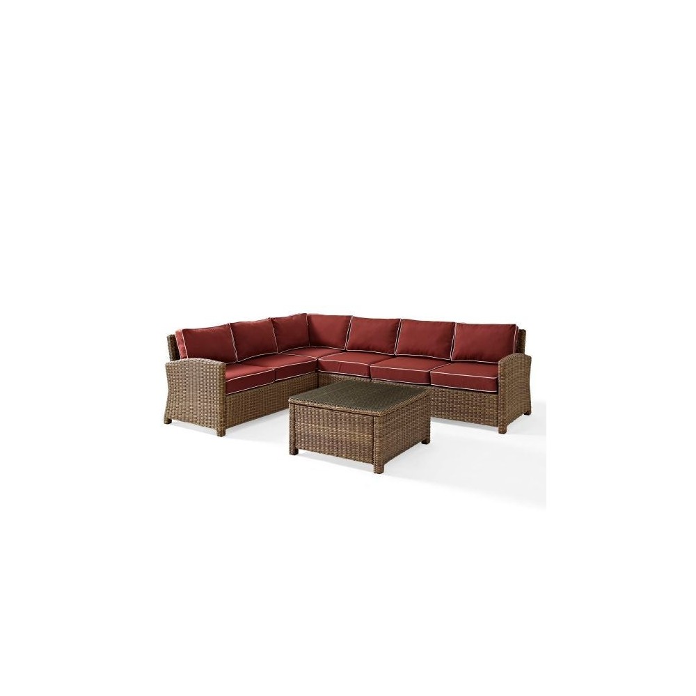 Bradenton 5Pc Outdoor Wicker Sectional Set Sangria, KO70020WB-SG