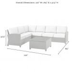 Bradenton 5Pc Outdoor Sectional Set - Sunbrella White/Weathered Brown