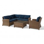 Bradenton 5Pc Outdoor Wicker Sectional Set Navy, KO70021WB-NV