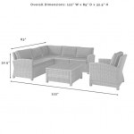 Bradenton 5Pc Outdoor Wicker Sectional Set Navy, KO70021WB-NV