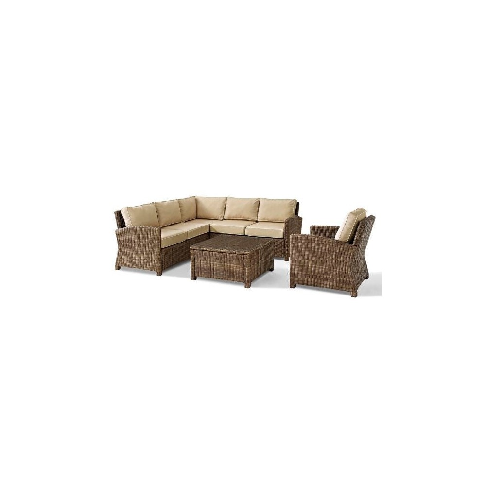 Bradenton 5Pc Outdoor Wicker Sectional Set Sand, KO70021WB-SA