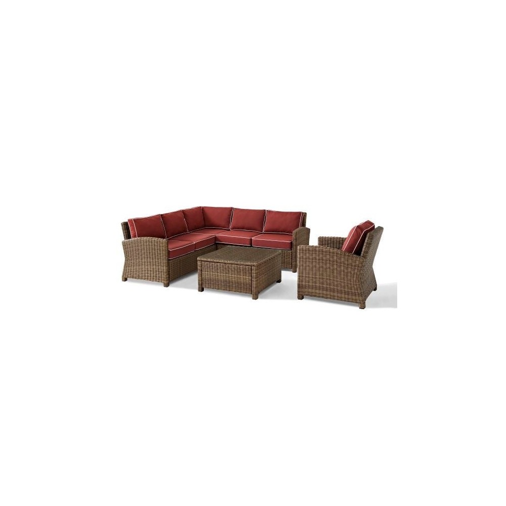 Bradenton 5Pc Outdoor Wicker Sectional Set Sangria, KO70021WB-SG