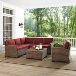 Bradenton 5Pc Outdoor Wicker Sectional Set Sangria, KO70021WB-SG