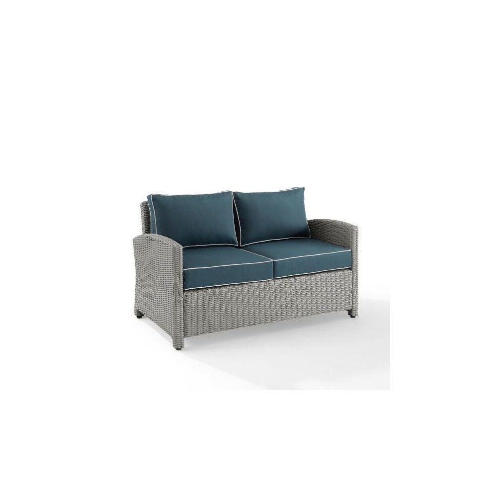 Bradenton Outdoor Wicker Loveseat Navy/Gray