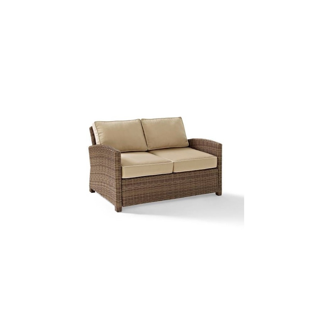 Bradenton Outdoor Wicker Loveseat Sand/Weathered Brown