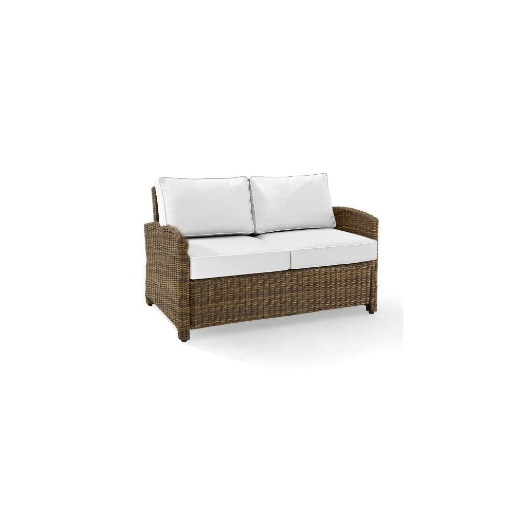 Bradenton Outdoor Loveseat - Sunbrella White/Weathered Brown