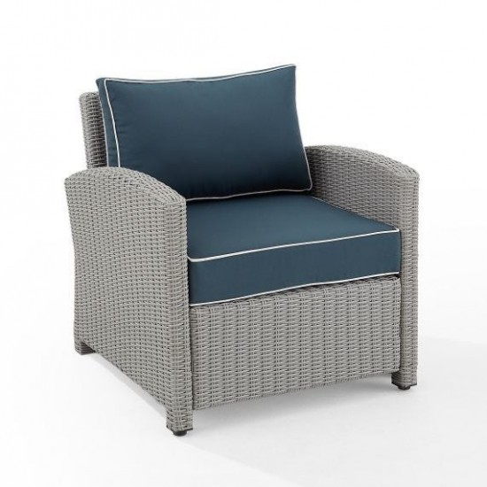 Bradenton Outdoor Wicker Armchair Navy/Gray