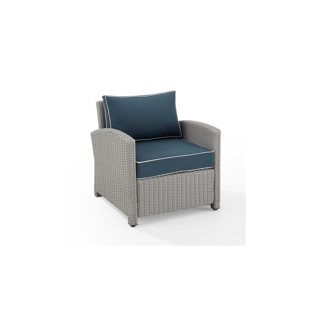 Bradenton Outdoor Wicker Armchair Navy/Gray