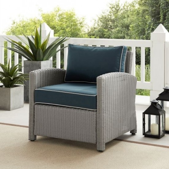 Bradenton Outdoor Wicker Armchair Navy/Gray