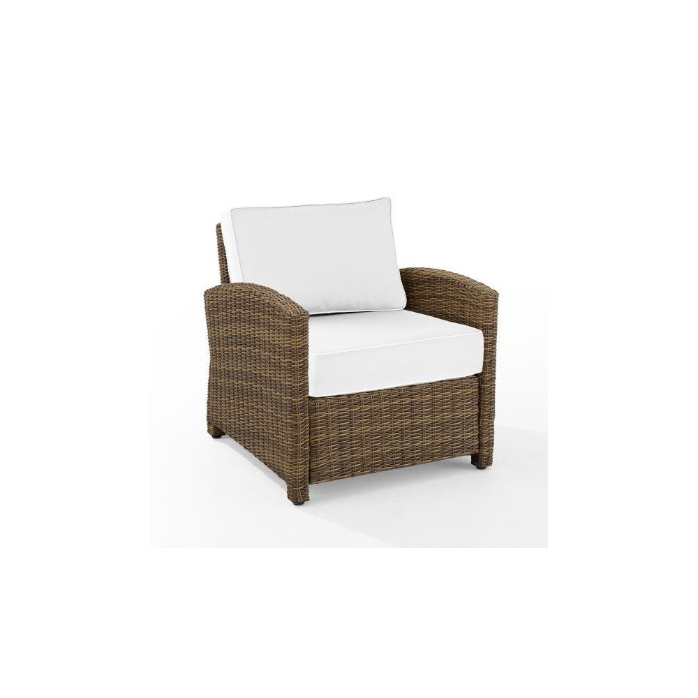 Bradenton Outdoor Armchair - Sunbrella White/Weathered Brown