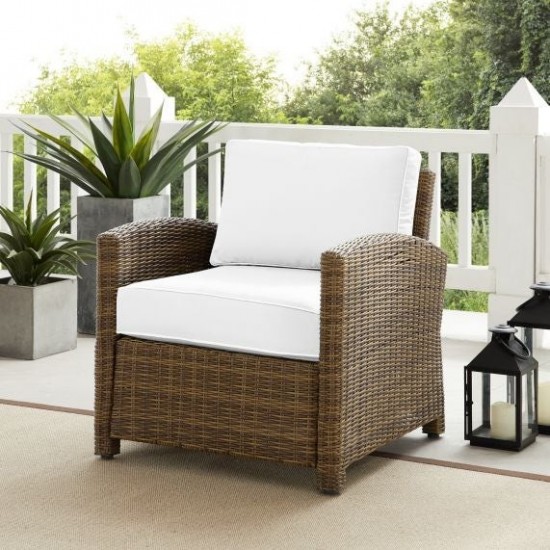 Bradenton Outdoor Armchair - Sunbrella White/Weathered Brown