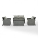 Bradenton 4Pc Outdoor Wicker Conversation Set Gray/Gray