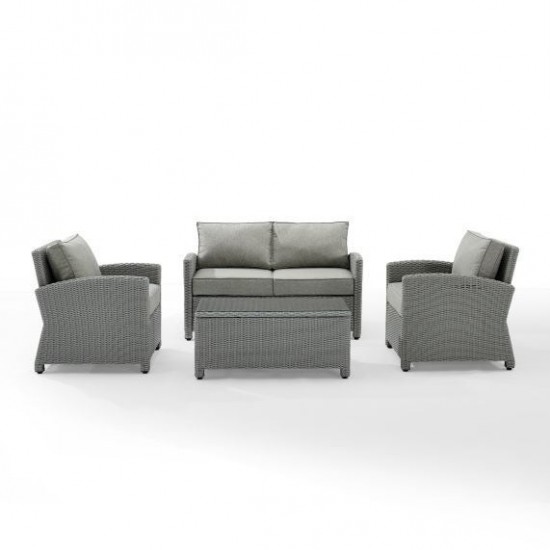 Bradenton 4Pc Outdoor Wicker Conversation Set Gray/Gray