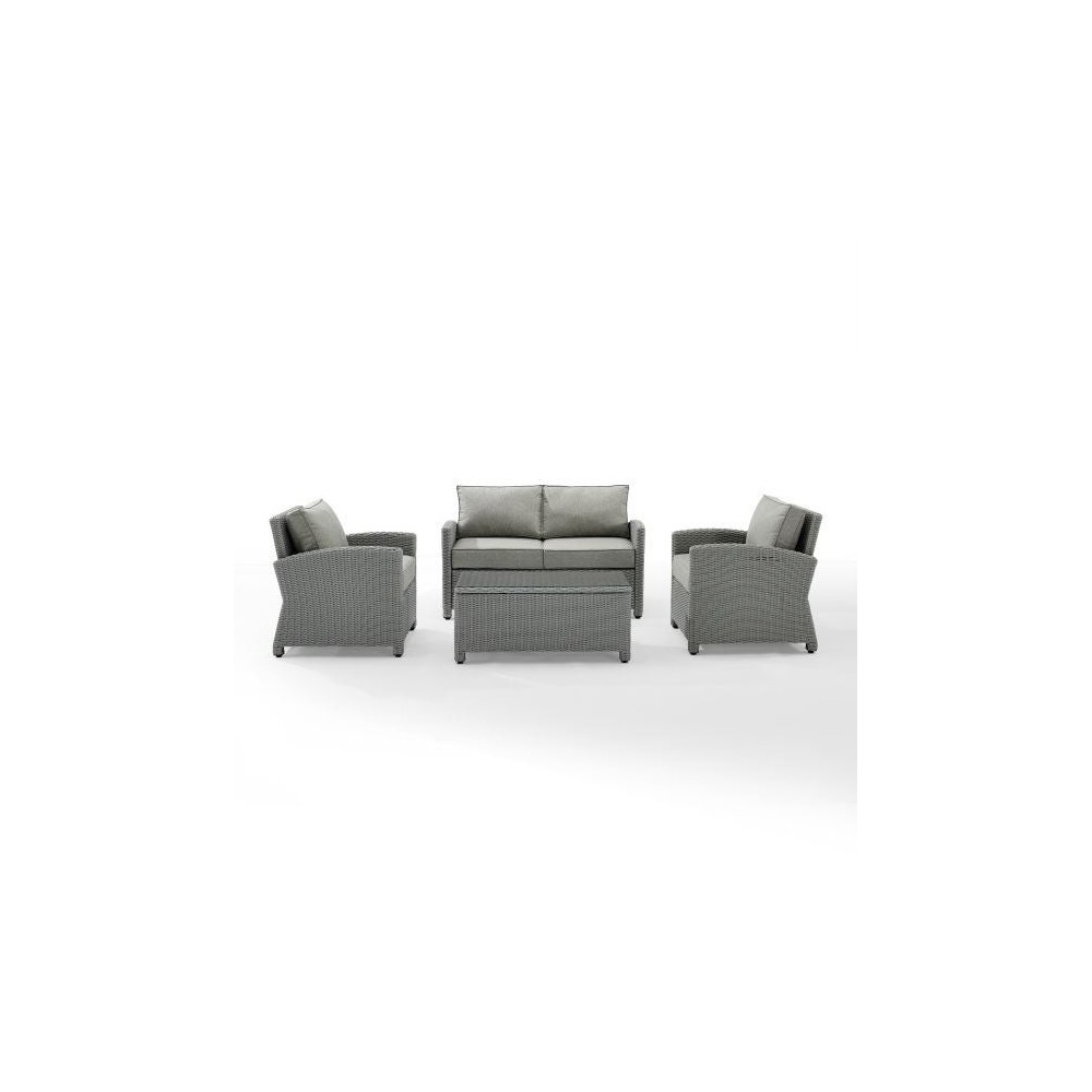 Bradenton 4Pc Outdoor Wicker Conversation Set Gray/Gray Bradenton 4Pc Outdoor Wicker Conversation Set Gray/Gray