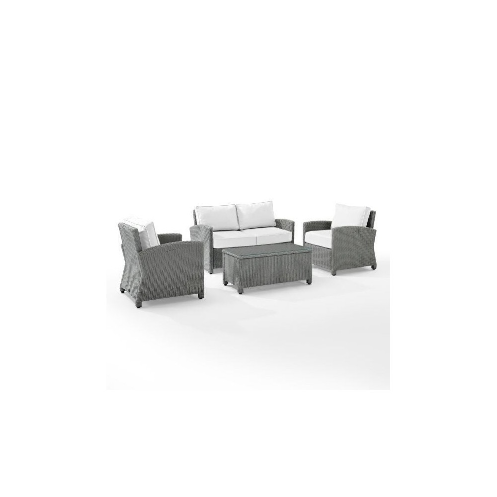 Bradenton 4Pc Outdoor Conversation Set - Sunbrella White/Gray