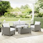 Bradenton 4Pc Outdoor Conversation Set - Sunbrella White/Gray