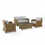 Bradenton 4Pc Outdoor Wicker Conversation Set Gray/Weathered Brown