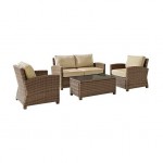 Bradenton 4Pc Outdoor Wicker Conversation Set Sand