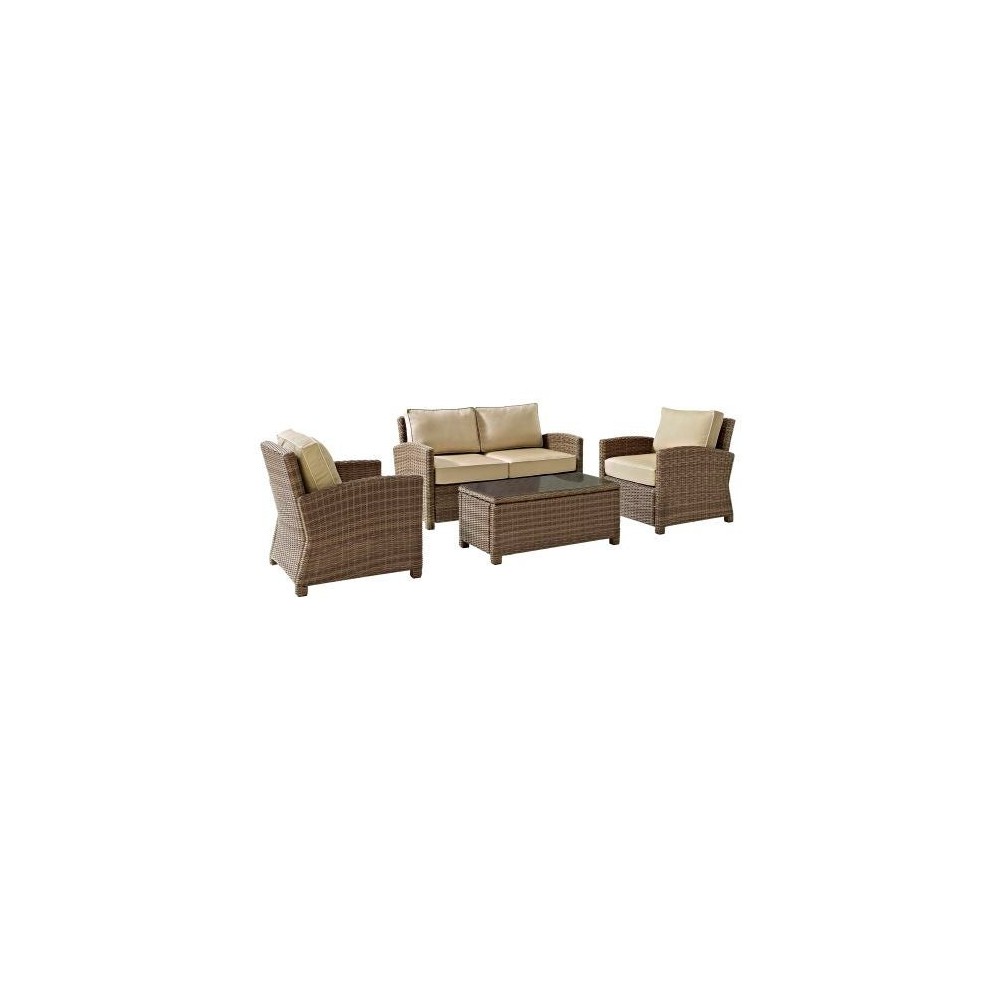 Bradenton 4Pc Outdoor Wicker Conversation Set Sand