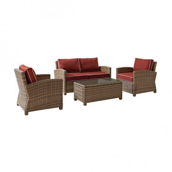 Bradenton 4Pc Outdoor Wicker Conversation Set Sangria