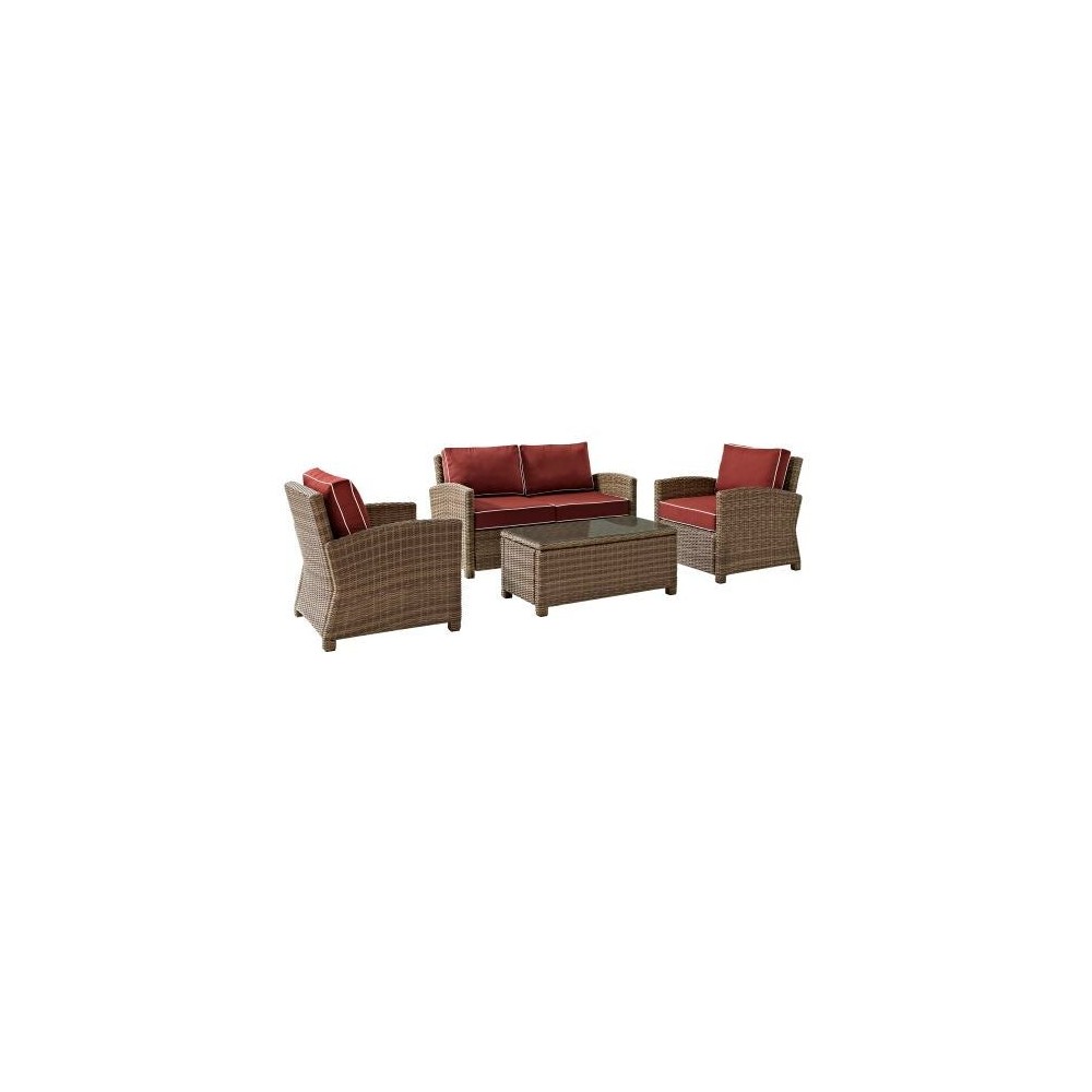 Bradenton 4Pc Outdoor Wicker Conversation Set Sangria