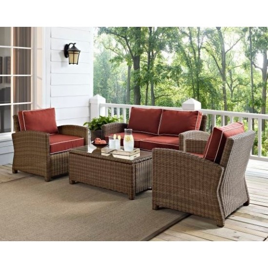 Bradenton 4Pc Outdoor Wicker Conversation Set Sangria