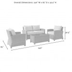 Bradenton 4Pc Outdoor Conversation Set - Sunbrella White/Weathered Brown