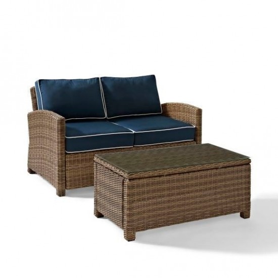 Bradenton 2Pc Outdoor Wicker Conversation Set Navy