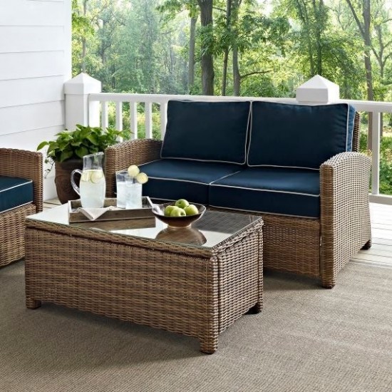 Bradenton 2Pc Outdoor Wicker Conversation Set Navy