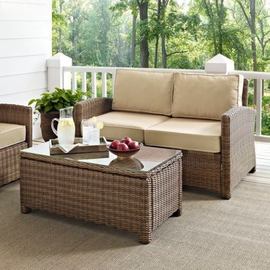 Bradenton 2Pc Outdoor Wicker Conversation Set Sand