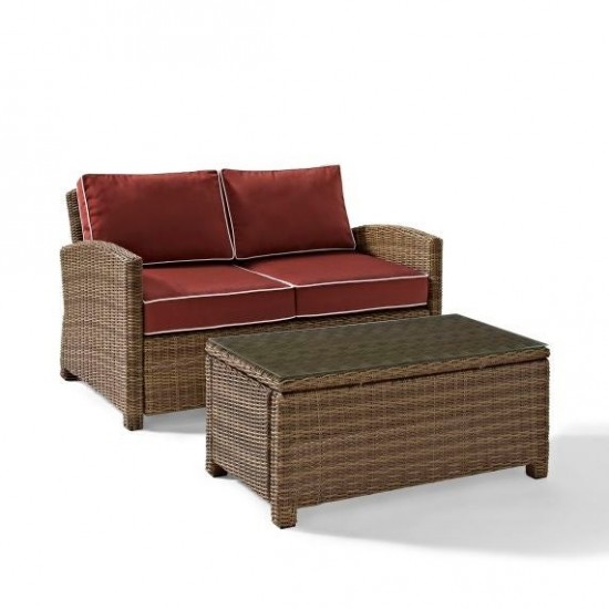 Bradenton 2Pc Outdoor Wicker Conversation Set Sangria