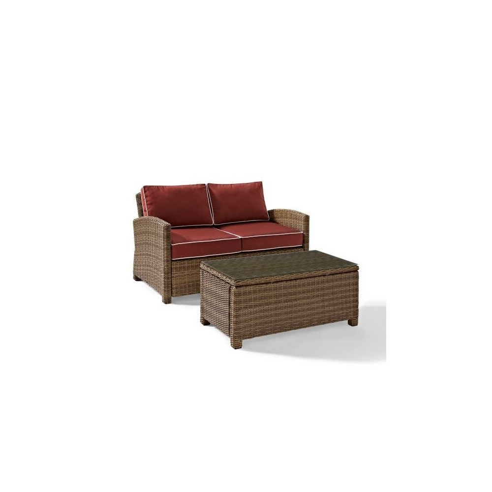 Bradenton 2Pc Outdoor Wicker Conversation Set Sangria