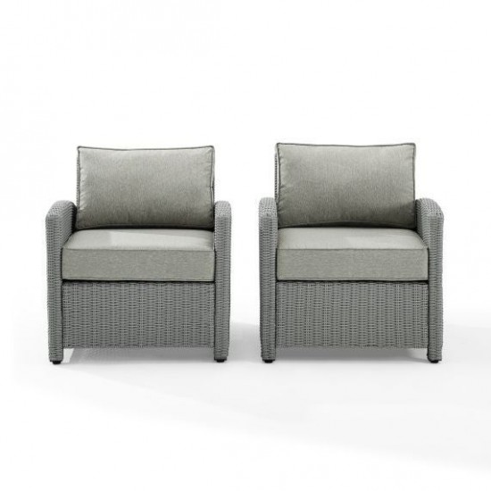 Bradenton 2Pc Outdoor Wicker Armchair Set Gray/Gray - 2 Armchairs