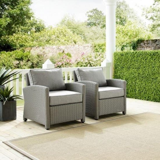 Bradenton 2Pc Outdoor Wicker Armchair Set Gray/Gray - 2 Armchairs