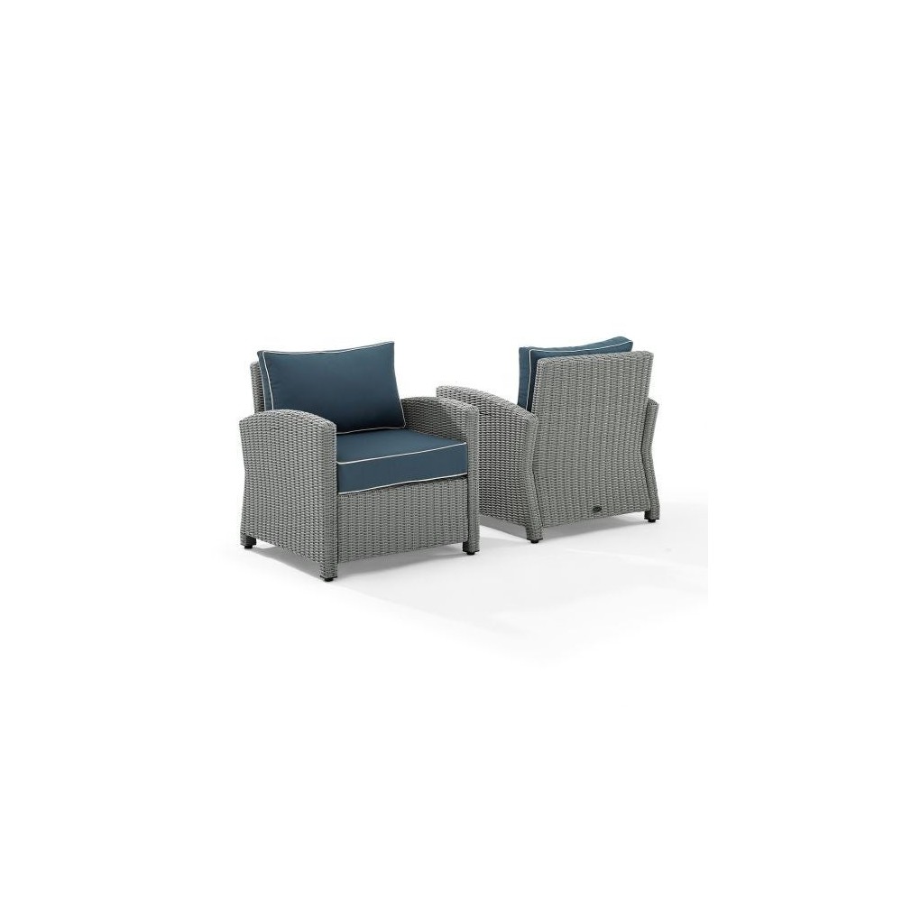 Bradenton 2Pc Outdoor Wicker Armchair Set Navy/Gray - 2 Armchairs Bradenton 2Pc Outdoor Wicker Armchair Set Navy/Gray - 2 Armchairs