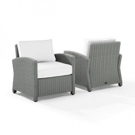 Bradenton 2Pc Outdoor Armchair Set - Sunbrella White/Gray - 2 Armchairs