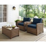 Bradenton 2Pc Outdoor Wicker Armchair Set Navy/Weathered Brown - 2 Armchairs