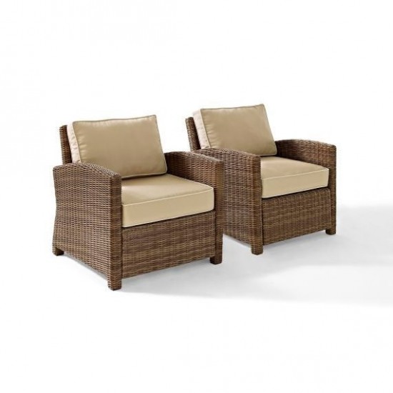 Bradenton 2Pc Outdoor Wicker Armchair Set Sand/Weathered Brown - 2 Armchairs