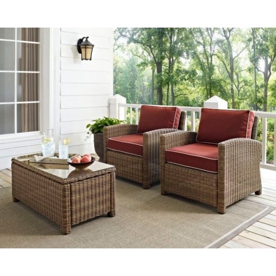 Bradenton 2Pc Outdoor Wicker Armchair Set Sangria/Weathered Brown - 2 Armchairs