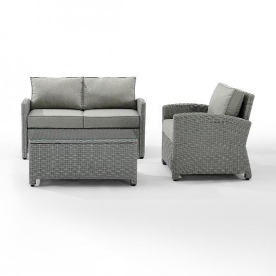 Bradenton 3Pc Outdoor Wicker Conversation Set - Gray