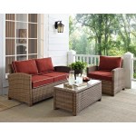 Bradenton 3Pc Outdoor Wicker Conversation Set Sangria