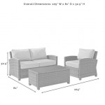 Bradenton 3Pc Outdoor Conversation Set - Sunbrella White/Weathered Brown