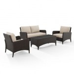 Kiawah 4Pc Outdoor Wicker Conversation Set Sand