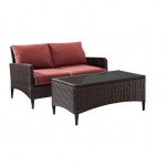 Kiawah 2Pc Outdoor Wicker Conversation Set Sangria