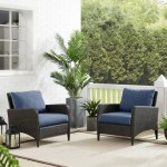 Kiawah 2Pc Outdoor Wicker Chair Set Blue/Brown - 2 Armchairs