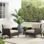 Kiawah 2Pc Outdoor Wicker Chair Set Sand/Brown - 2 Armchairs