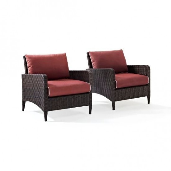 Kiawah 2Pc Outdoor Wicker Chair Set Sangria/Brown - 2 Armchairs